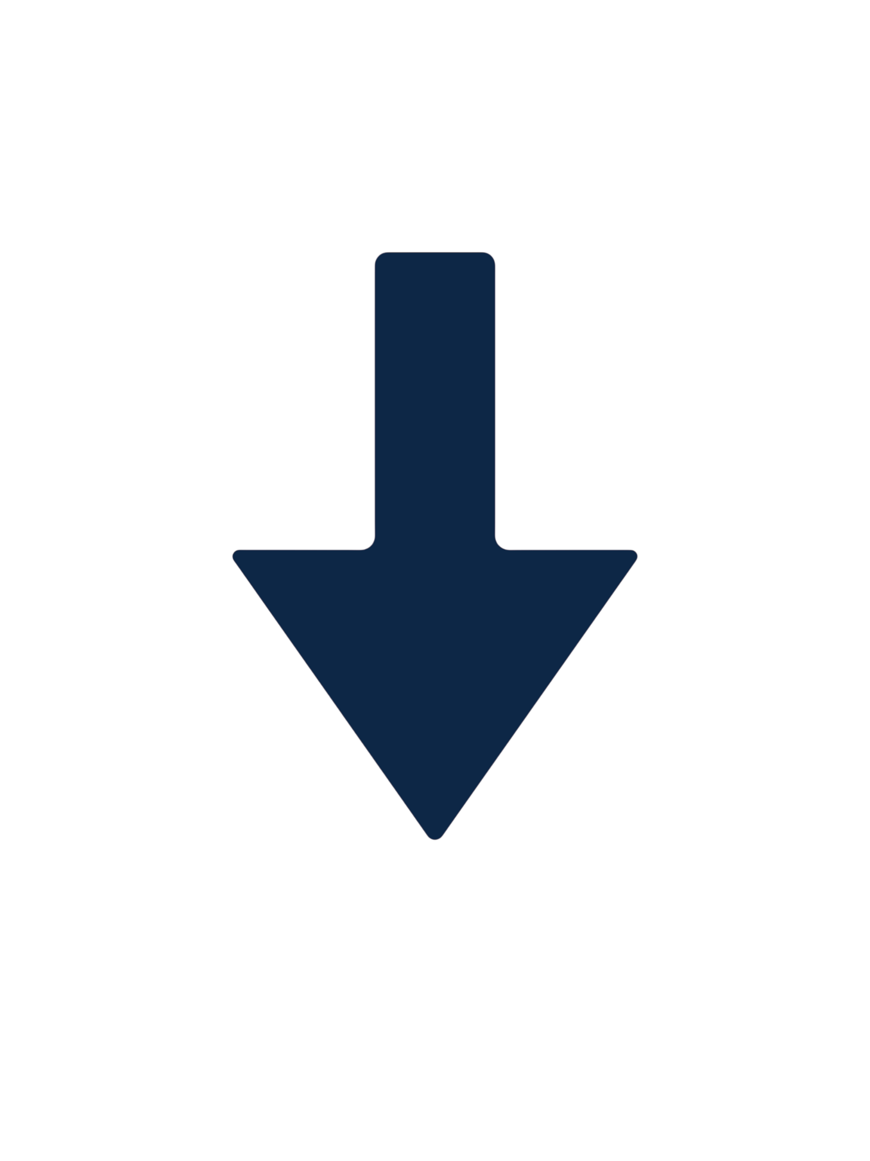 A large blue downward arrow on a black background.