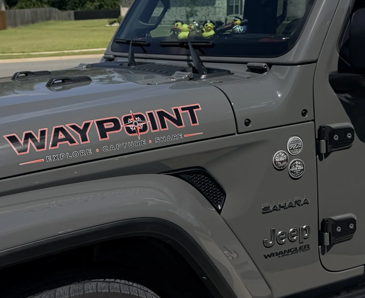 Custom vinyl hood decal — Waypoint design