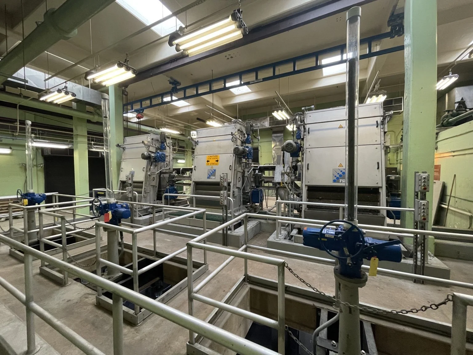 screening equipment. in a water or wastewater treatment plant or facility.