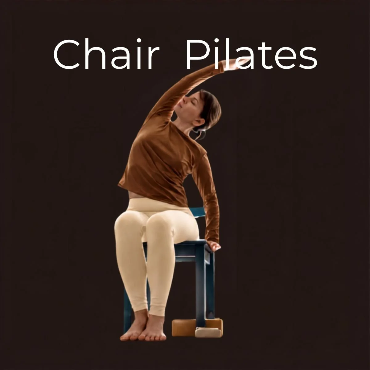 Woman practicing Chair Pilates using a chair