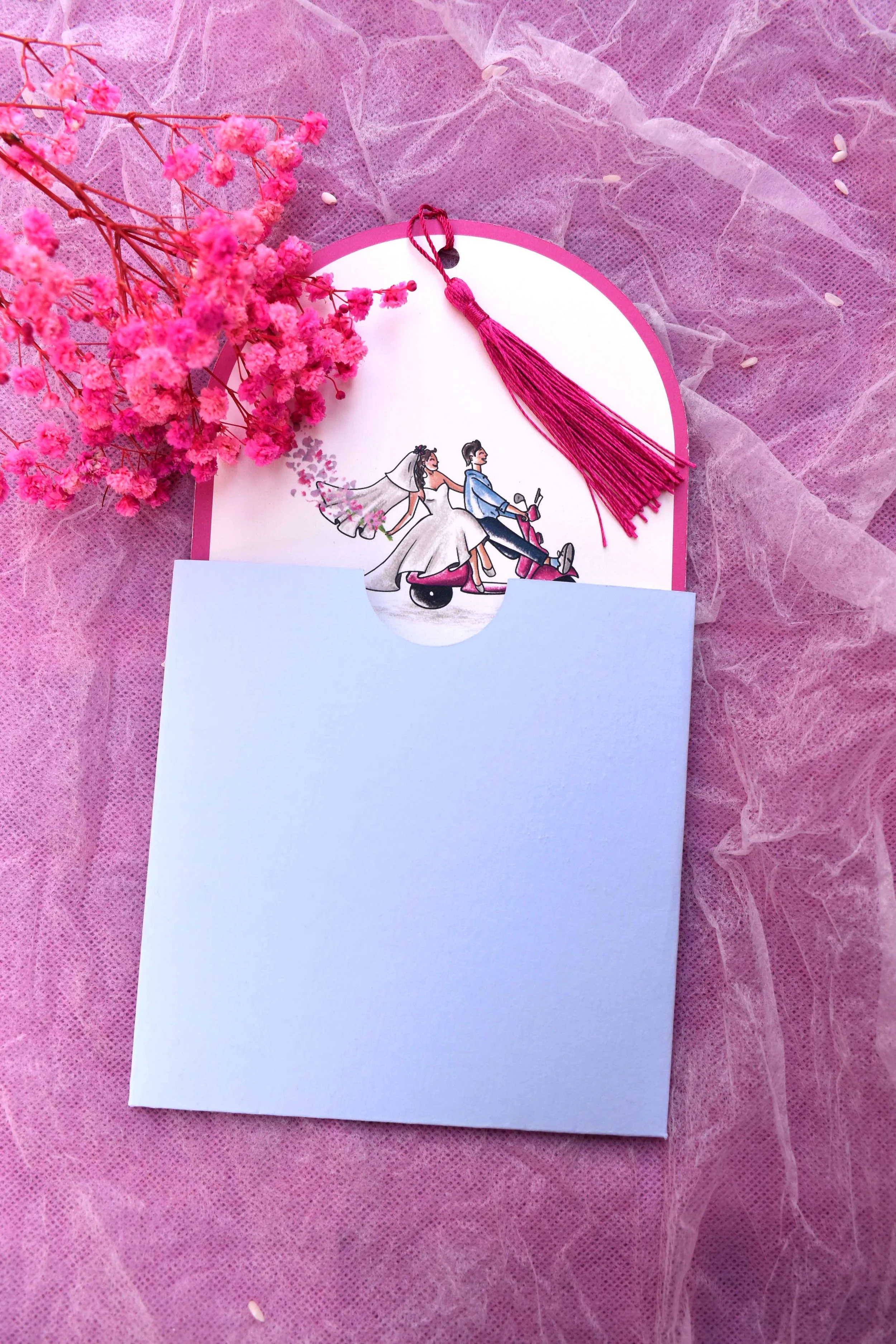 Invitación de boda con sobre hecho a mano | Aventura