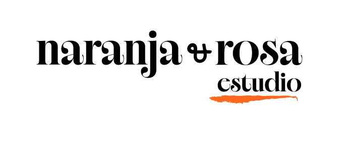 Logotipo naranja & rosa estudio. Papeleria creativa para bodas