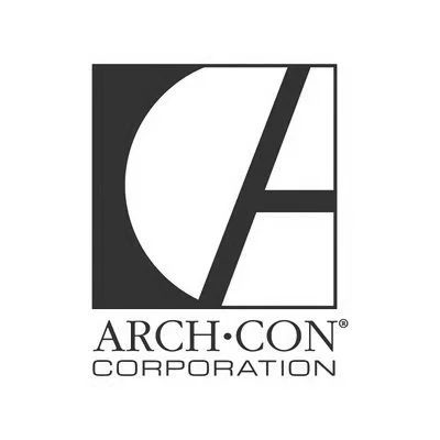 ARCH-CON Corporation logo featuring a stylized letter A and curved design in black and white.