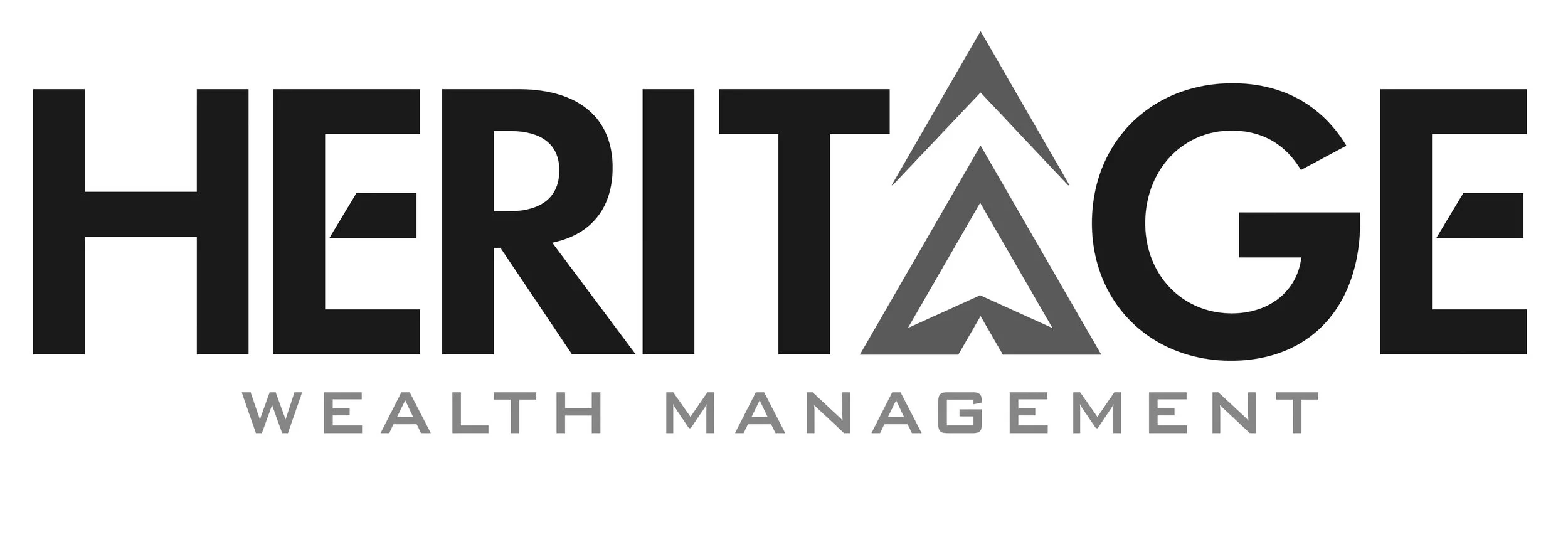 Logo for Heritage Wealth Management featuring the words 'Heritage' in black uppercase letters with a stylized star design replacing the 'A', and 'Wealth Management' in gray uppercase letters underneath.