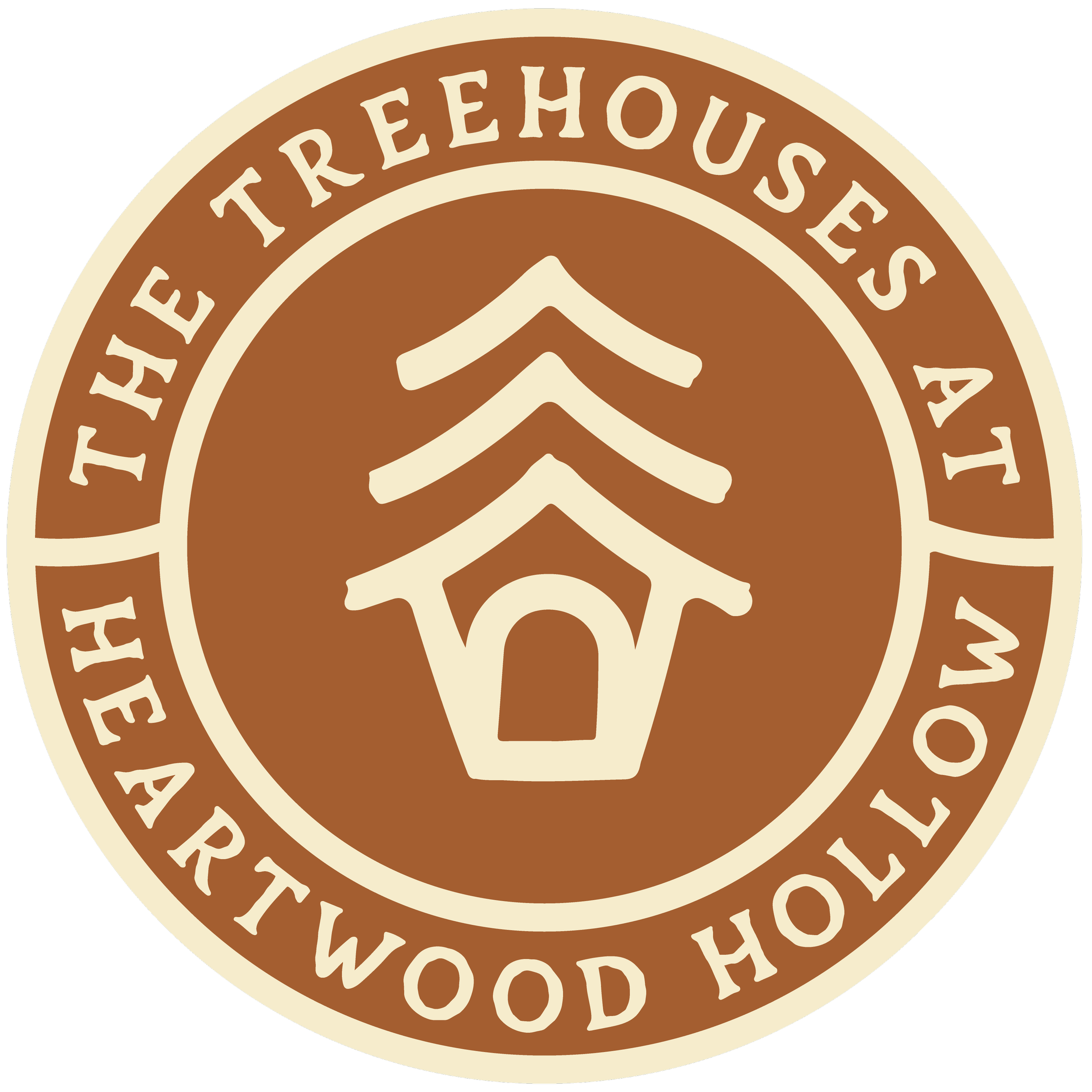 Close-up of a circular seal with the text 'TREEHOUSE' and 'WOODPECKER' around a stylized tree and woodpecker icon.