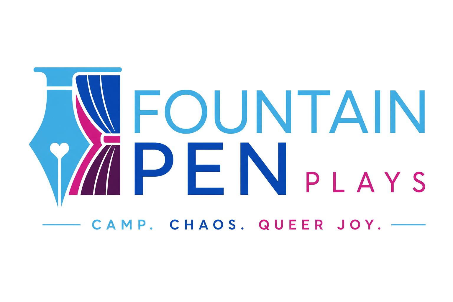 A neon-style sign that reads "Fountain Pen Plays"