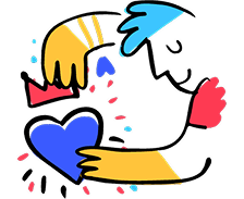 Illustration of person hugging heart