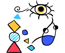 Abstract illustration with eyes and shapes