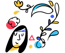 Illustration of person thinking with plant doodles