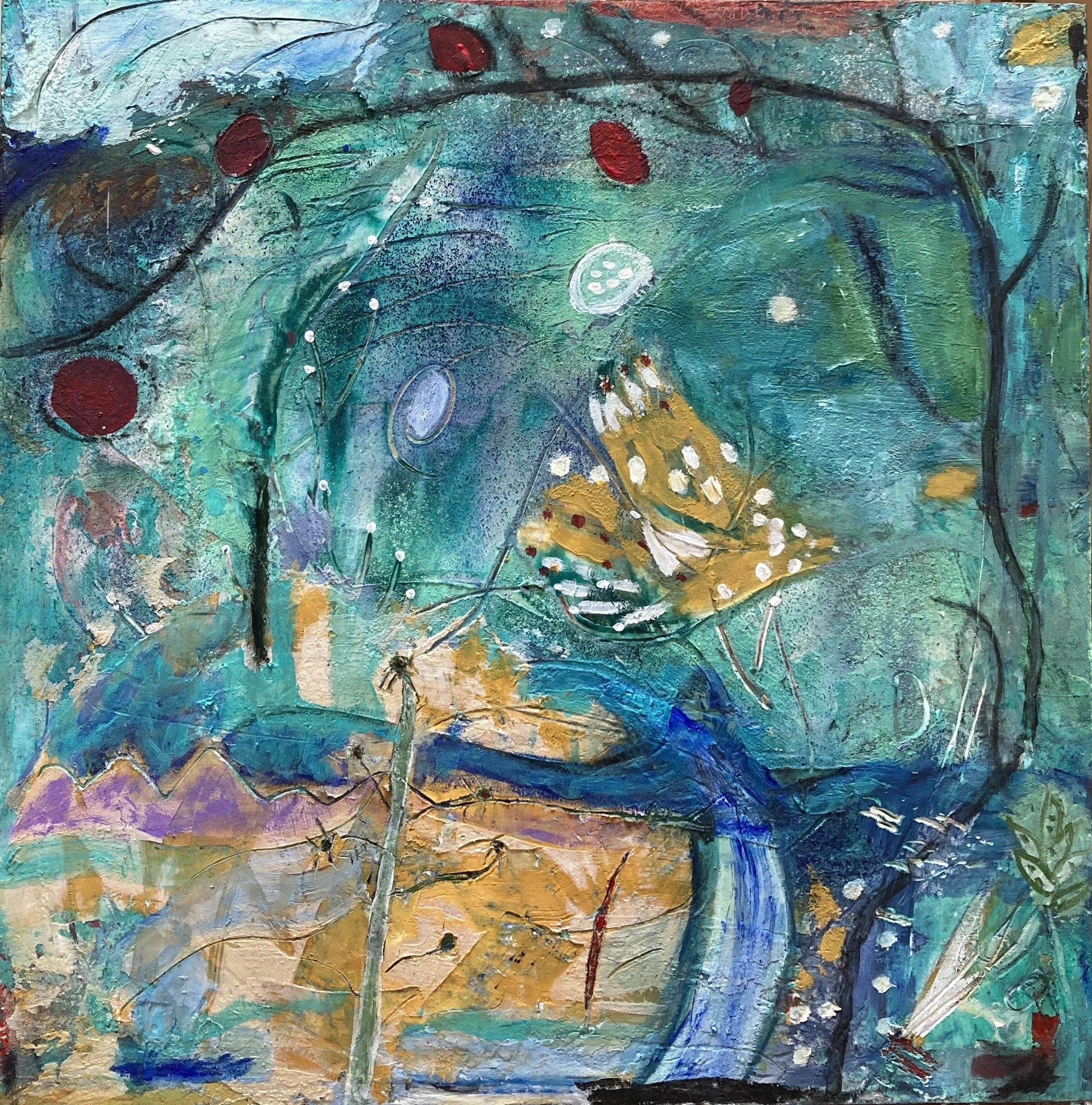 Bosque (14x14x1.5) Cold wax, oil, pastels $300 (mounted print $150).JPG