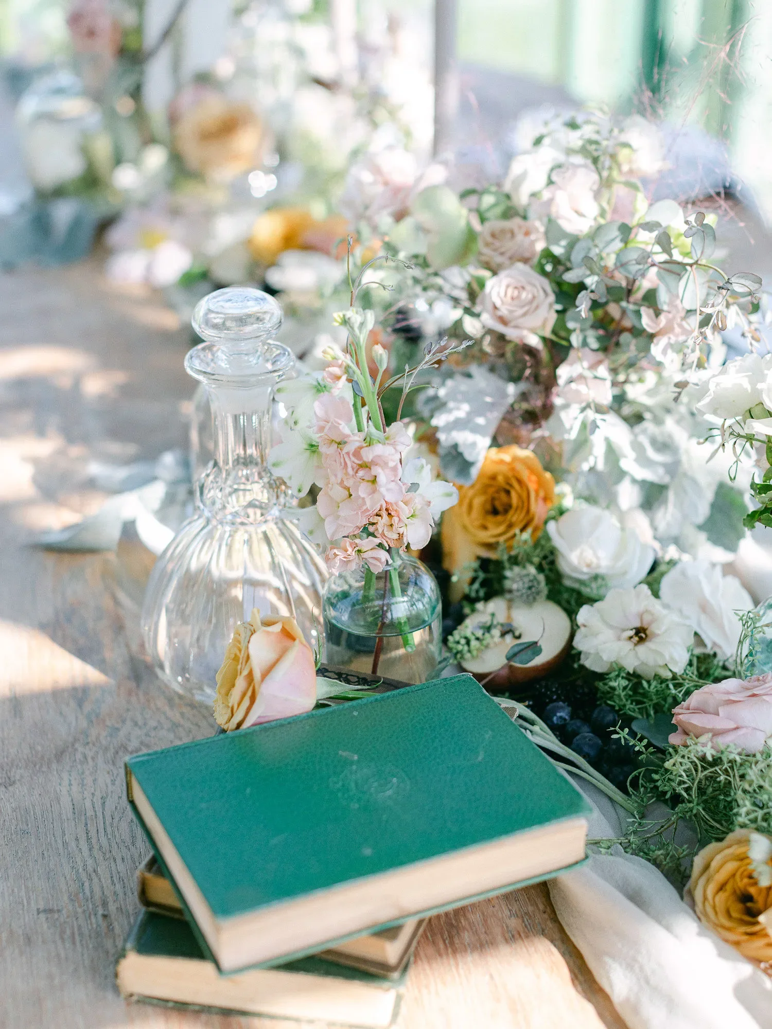 whimsical garden wedding centerpiece books wedding planner sc.webp