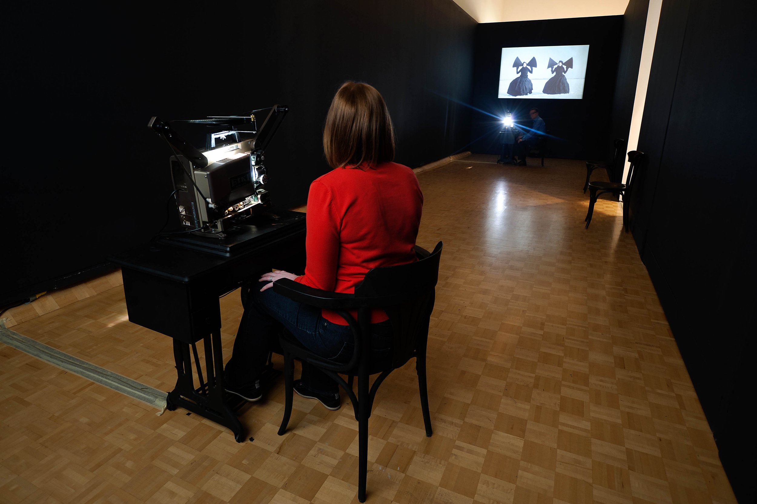 Amalie Atkins, 'Listening to the Past / Listening to the Future' 2019, film. Installation view, MacKenzie Art Gallery, Regina, 2020. Copyright of the artist. Photo: Mackenzie Art Gallery.