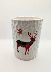 Festive Reindeer Ceramic Vase