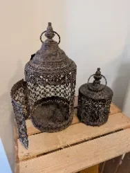 Rustic Metal Lantern Set