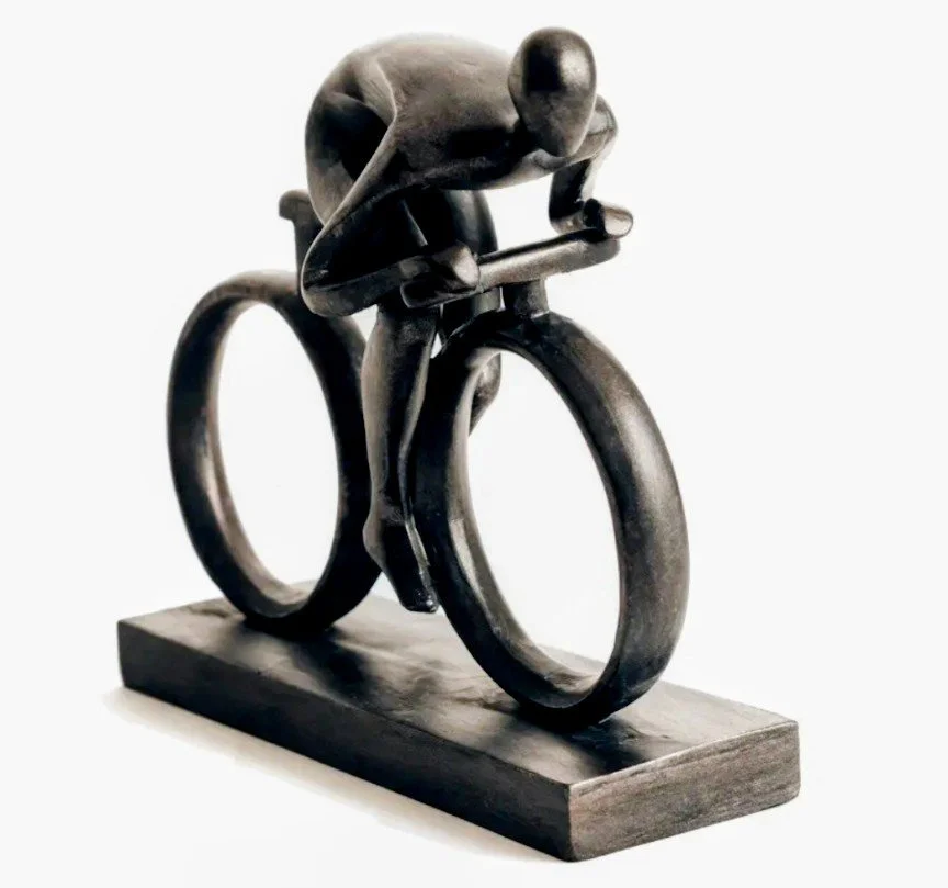 Modern Metal Cyclist Sculpture