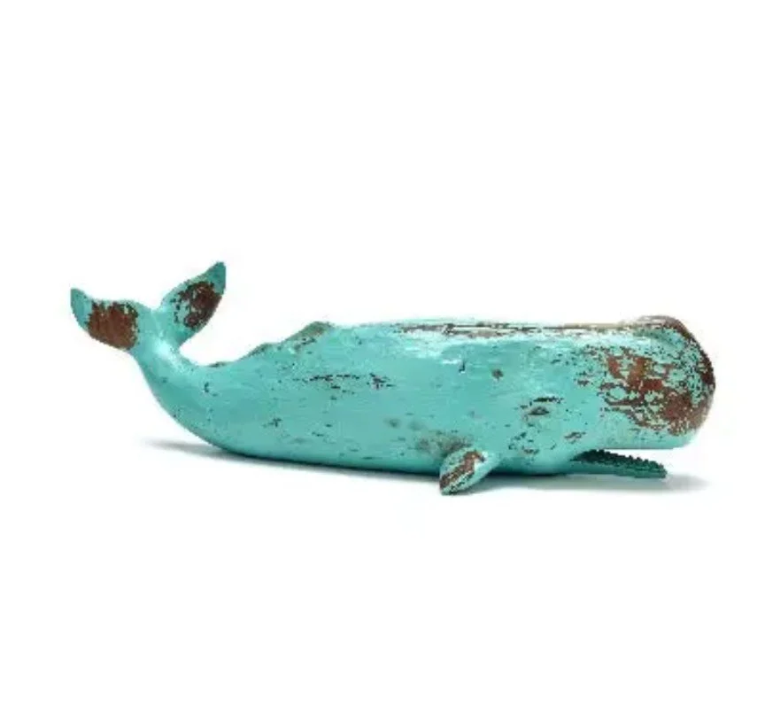 Vintage Turquoise Whale Sculpture