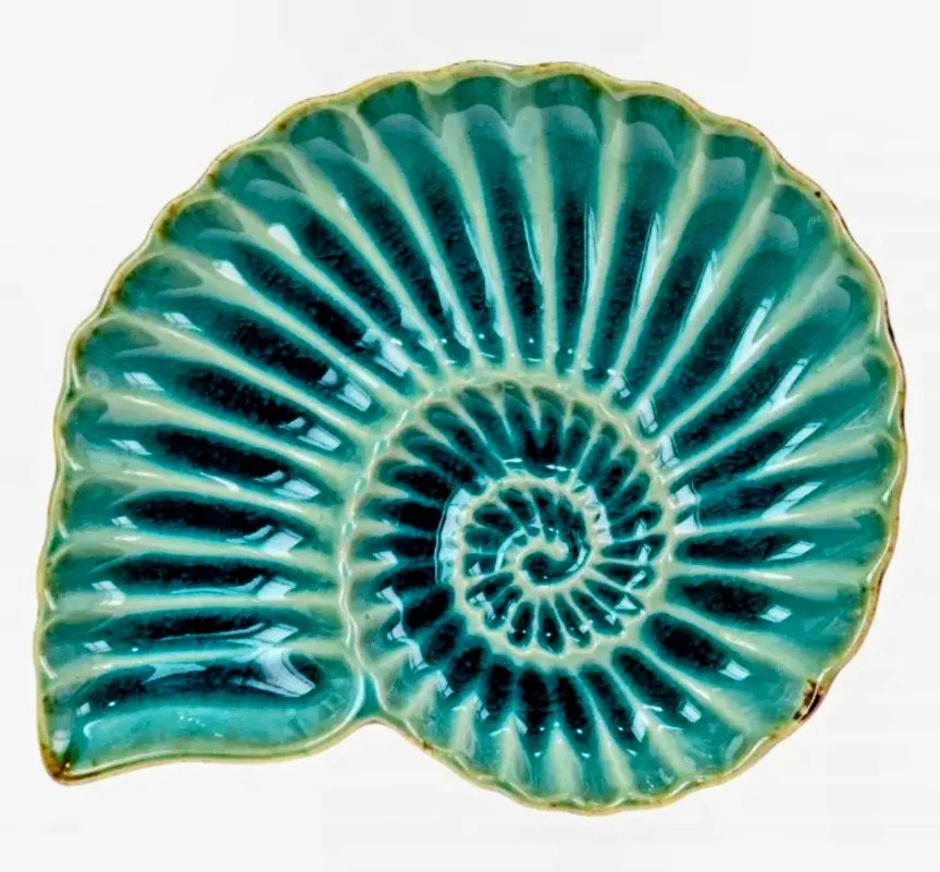Turquoise Nautilus Ceramic Dish