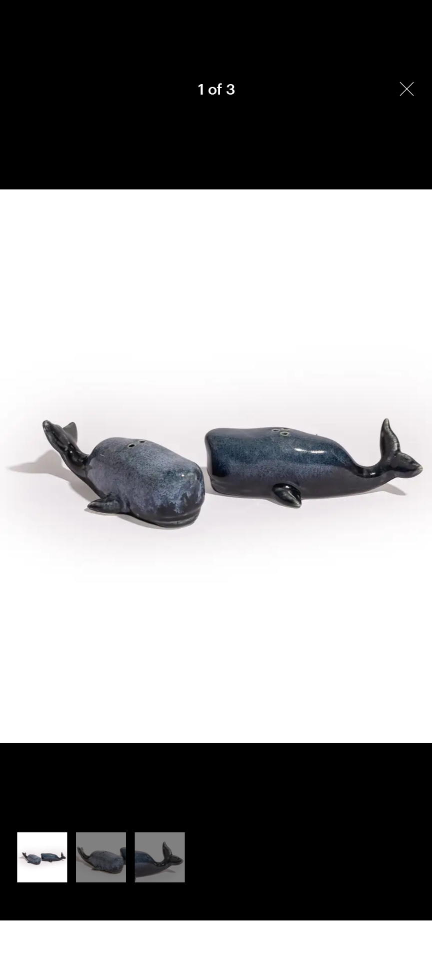 Set of ceramic Blue Whale Salt & Pepper shakers