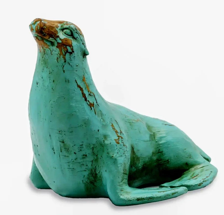 Turquoise Distressed Seal Figurine