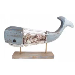 Coastal Wooden Whale Sculpture