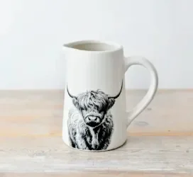 Highland Cow Ceramic Pitcher