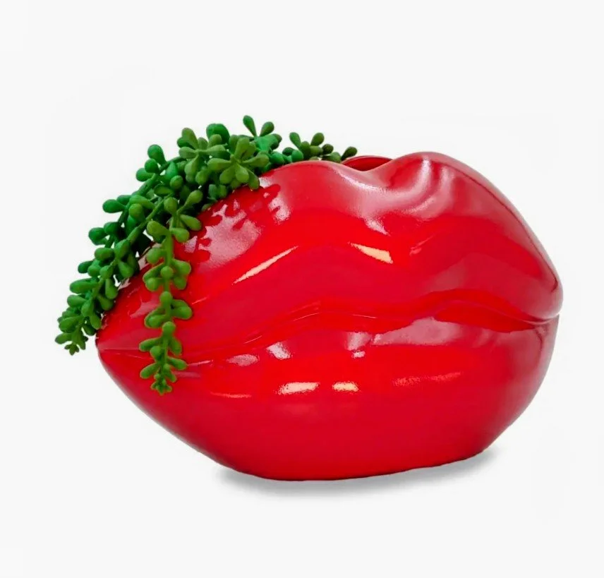 Lip-Shaped Ceramic Planter