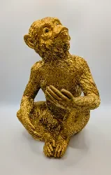 Golden Sitting Monkey Figurine Bottle Holder