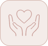 Minimalist icon of two hands holding a heart
