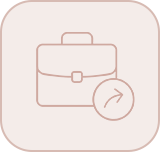 Icon of a briefcase with a small arrow circle indicating upload or transfer.