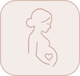 Minimalist line drawing of a pregnant woman with a heart on her belly.