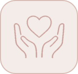 Outline of hands holding a heart.