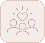 Illustration of three people with a heart above their heads