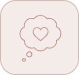 Outline of a thought bubble with a heart inside