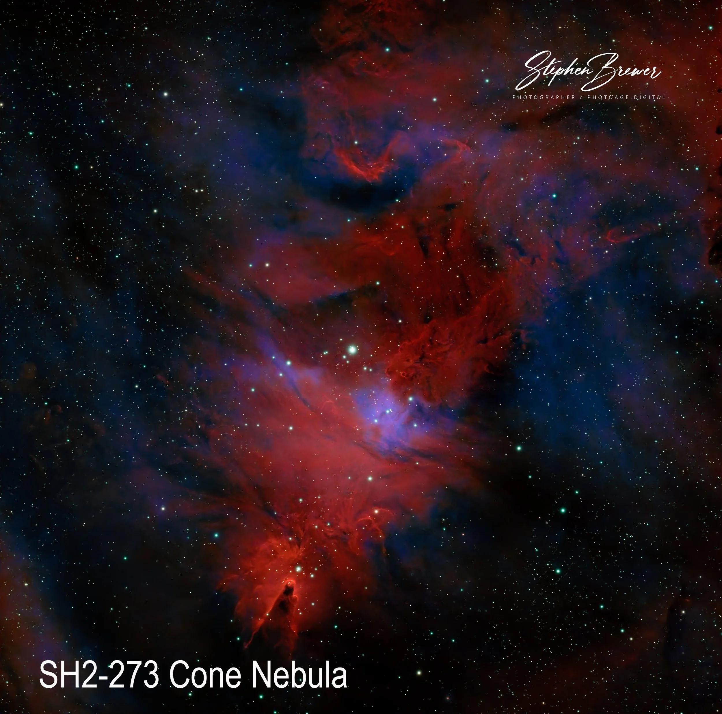 Colorful image of the Cone Nebula, part of the Hubble Space Telescope's astronomical photos, with stars and cosmic gases.