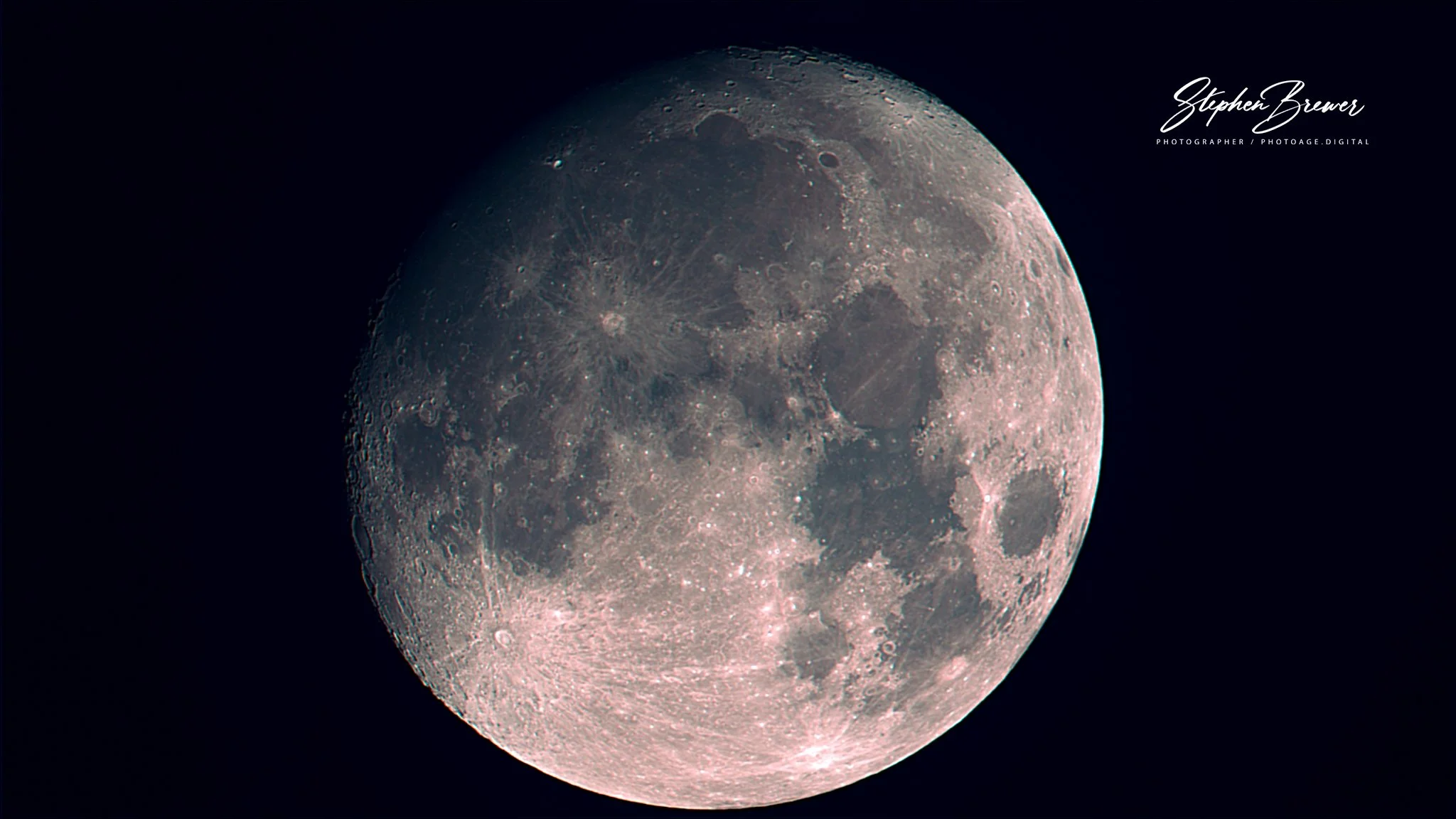 Close-up photo of the moon showing detailed craters and surface features, with a dark background.