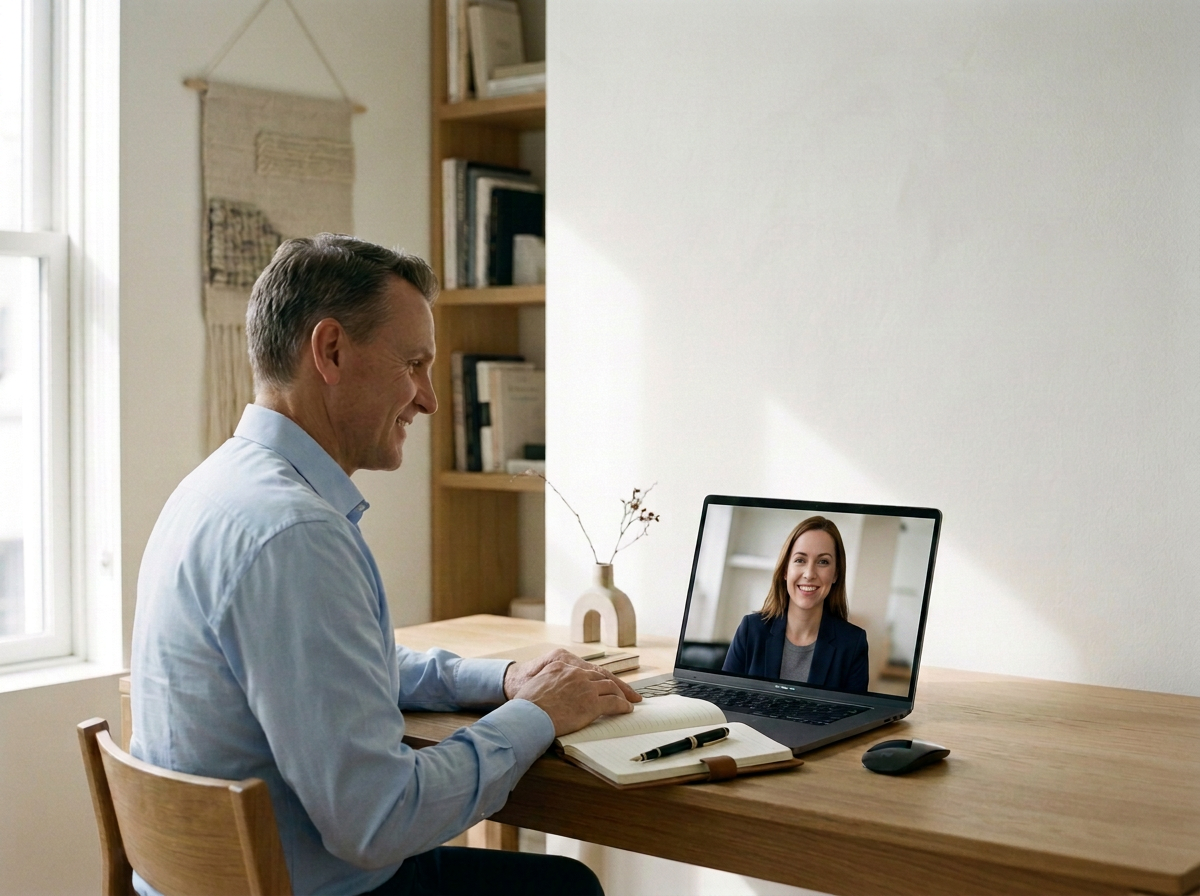 JZ coaching a physician via Google Meet