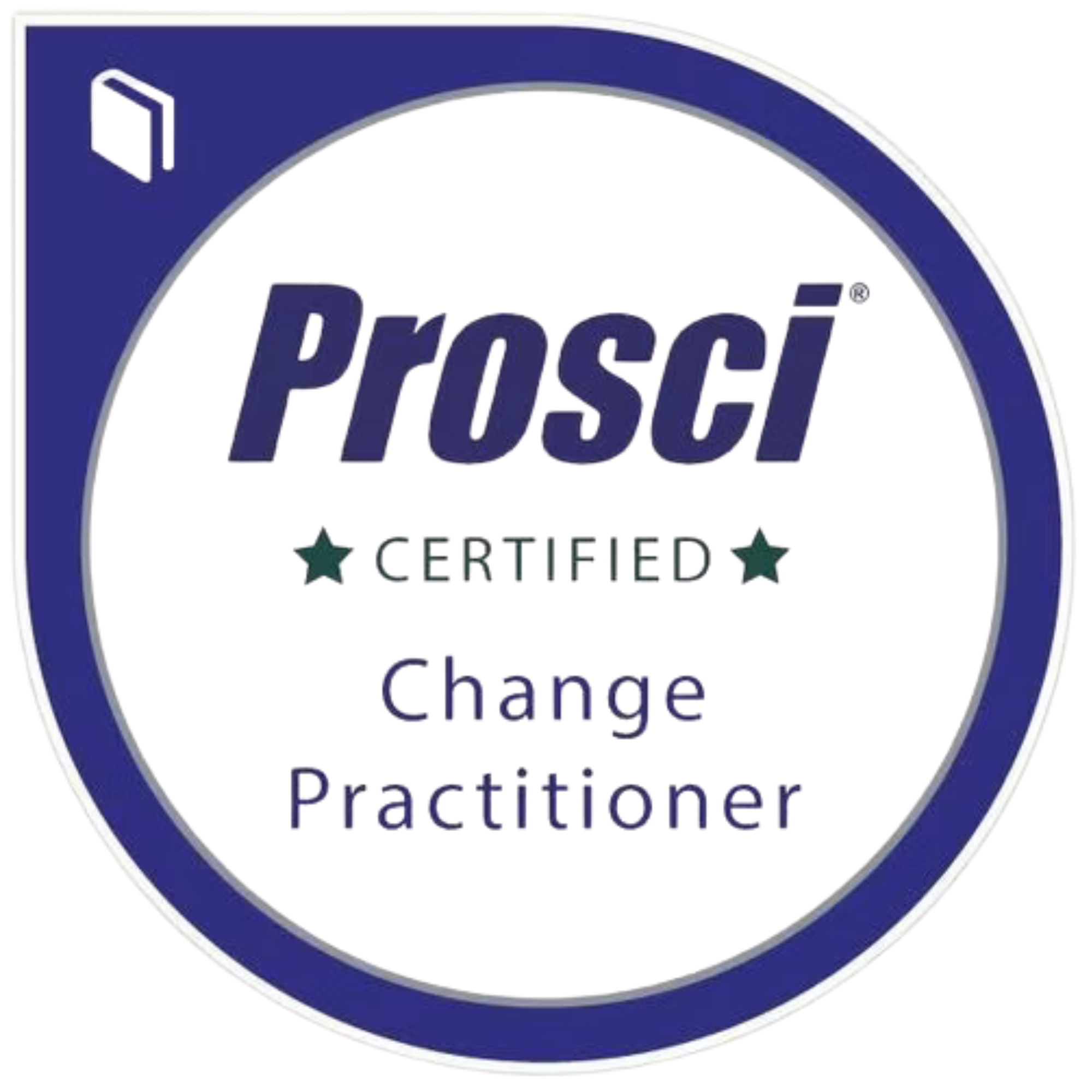 Logo with a blue and white shield shape, with the word 'Prosci' and the phrase 'Certified Practitioners' underneath, indicating certification.