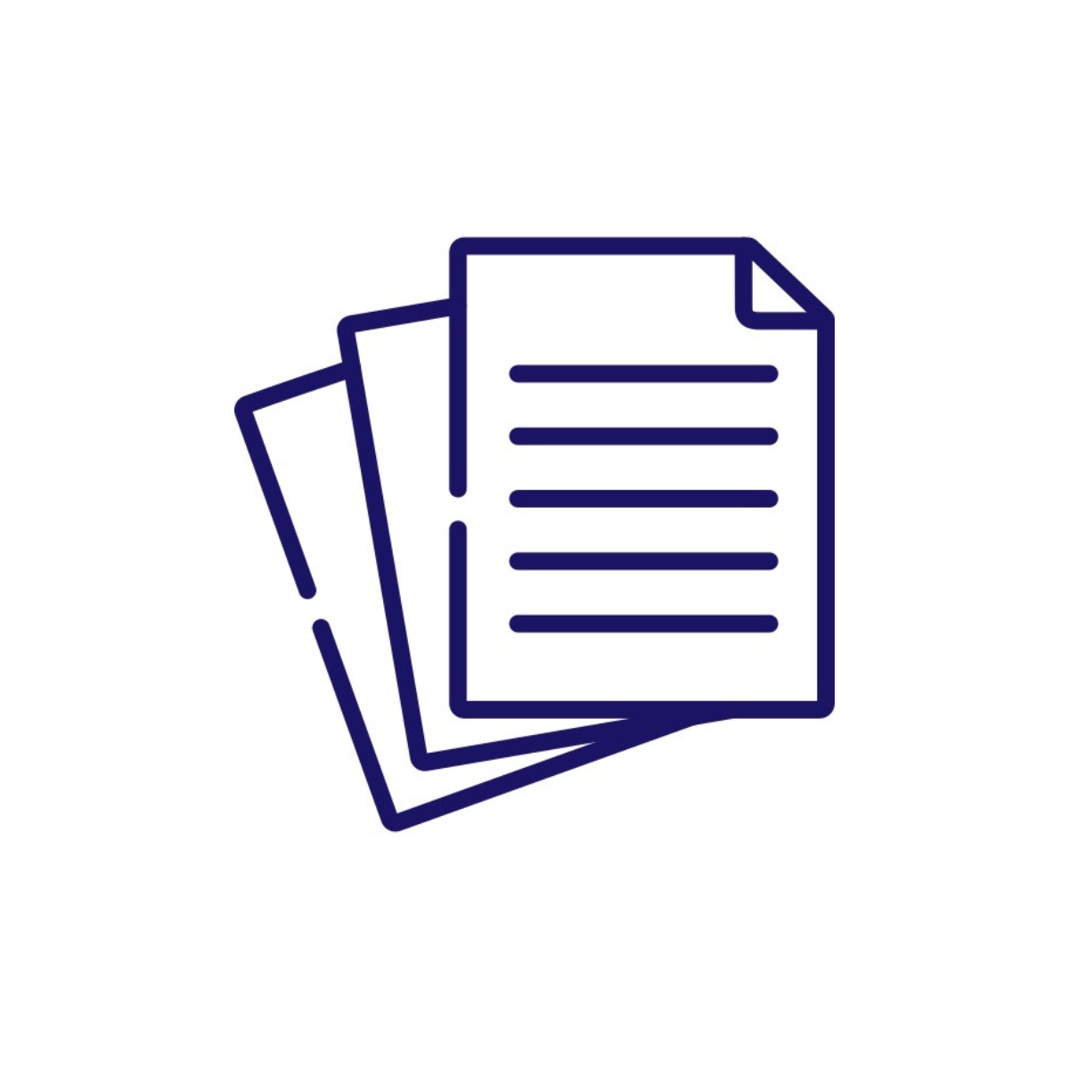 Icône représentant plusieurs documents ou feuilles de papier avec lignes de texte.