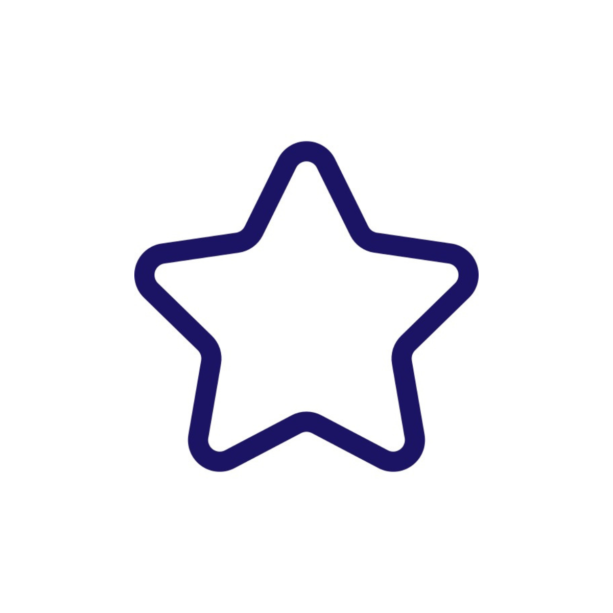 Étoile à contour bleu clair sur fond blanc.