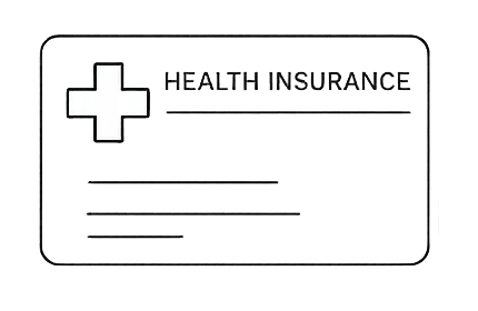 A health insurance card with a medical cross symbol and lines for personal information.