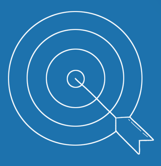 Diagram of a bullseye target with concentric circles and an arrow hitting the center of the target.