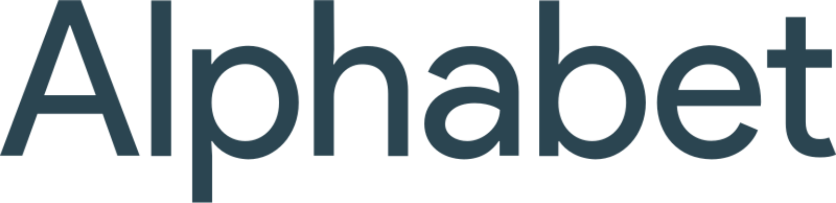 The word "Alphabet" in large, dark letters on a transparent background