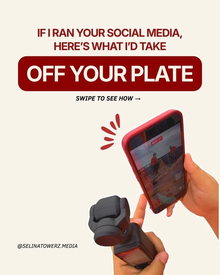 Running a business already takes so much time and energy... Social media can feel like one more thing to keep up with.
Here&rsquo;s what I can take off your plate &rarr;

--

🎬 DM me 'START' and we can start working on how to handle your socials

#S