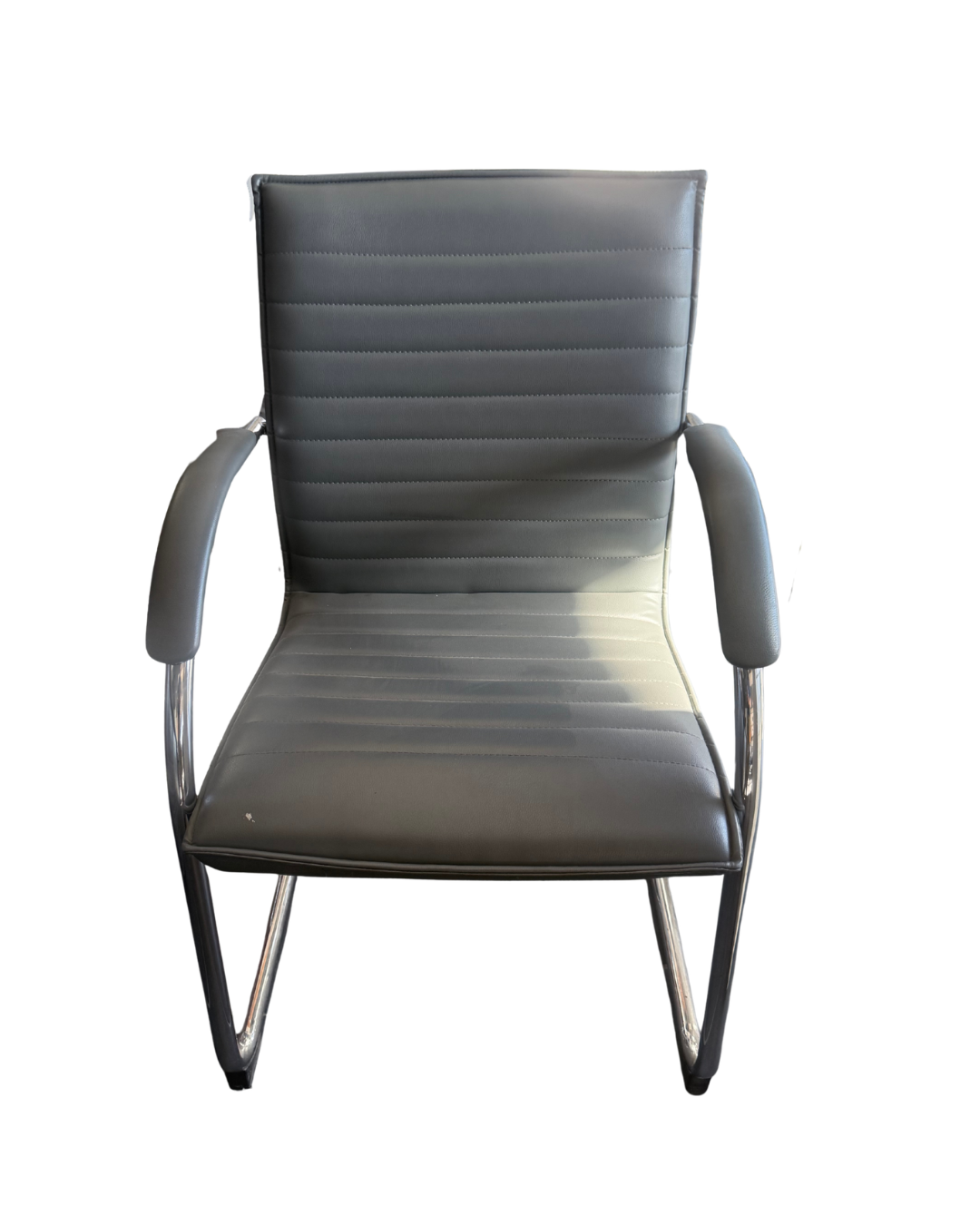 Used Black Ribbed Guest Chair with Chrome Sled Base.png