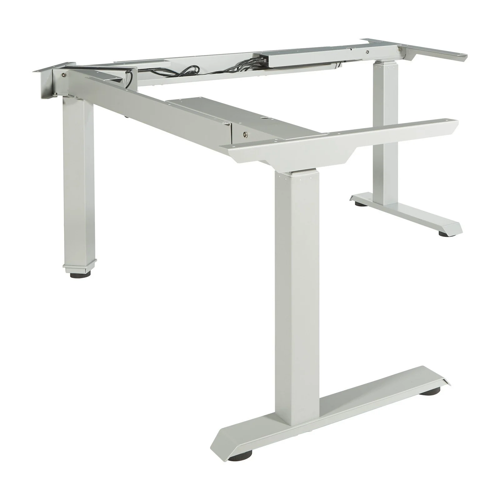 Office Star Ascend II 3-Stage / 3-Motor / 3-Leg Electric Height-Adjustable Base for L-Shape Workstations, Silver
