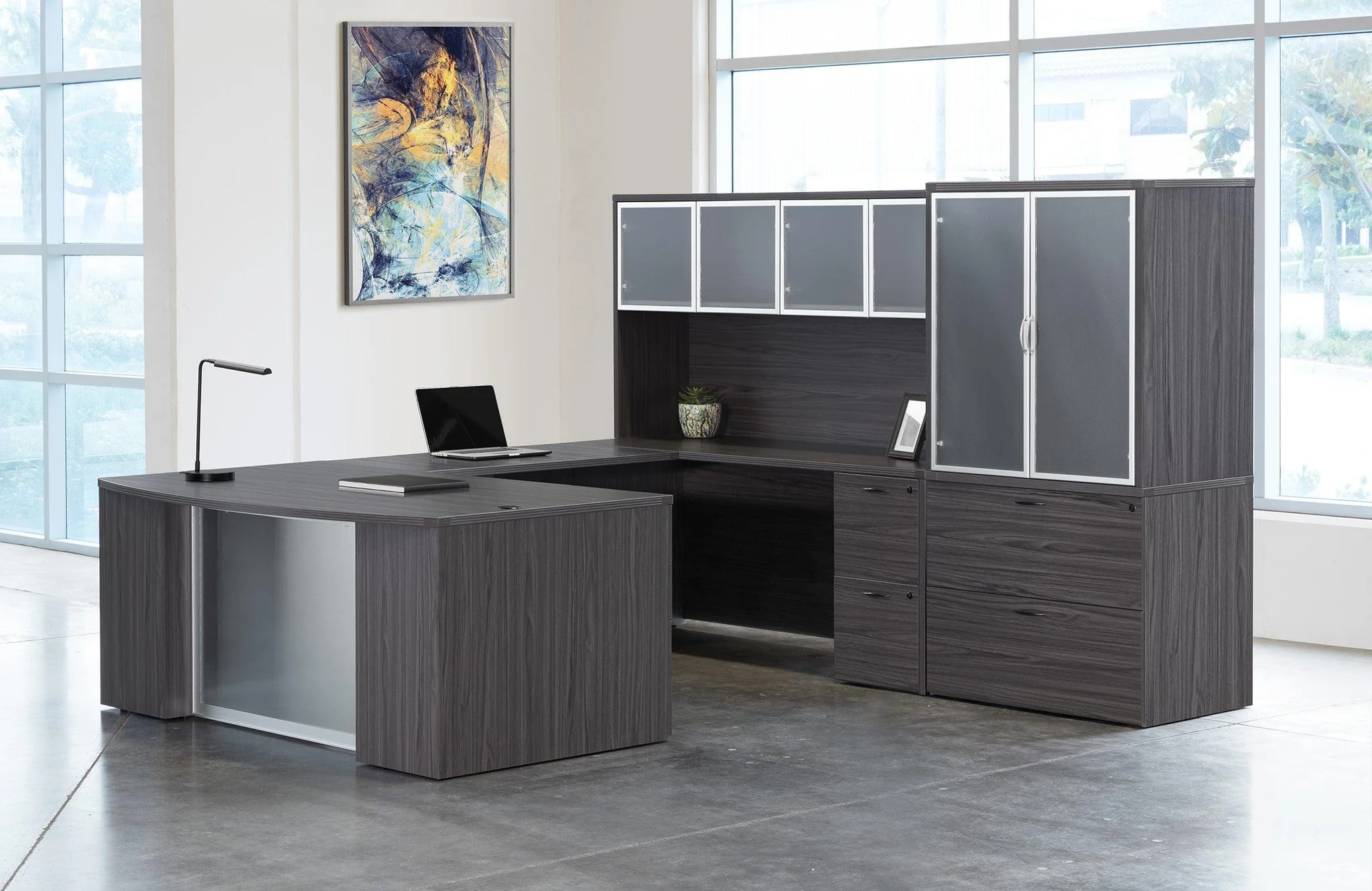 NAPA BOW FRONT STEP FRONT U SHAPE DESK SET SLATE GRAY.png
