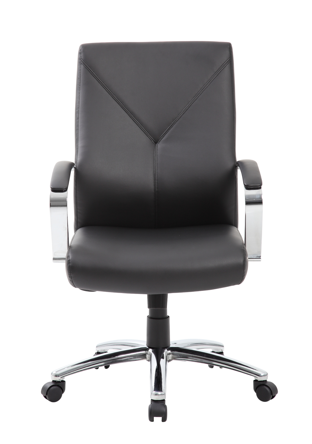 Boss LeatherPlus Executive Chair in black, three-quarter view