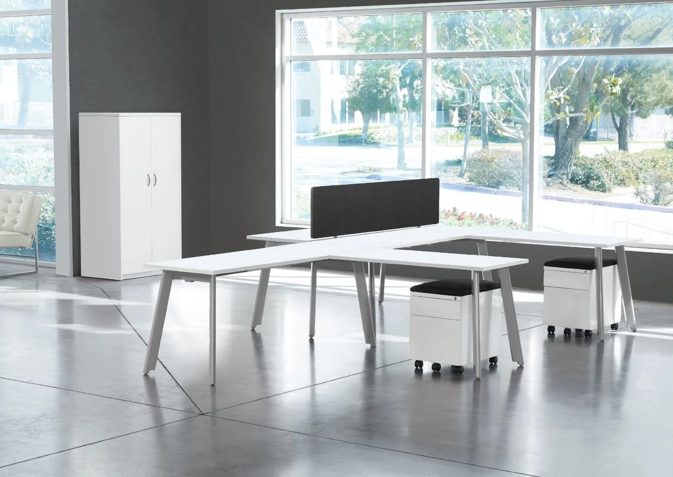 Office Star 12X8 Engage 3-Person Group, Silver/White