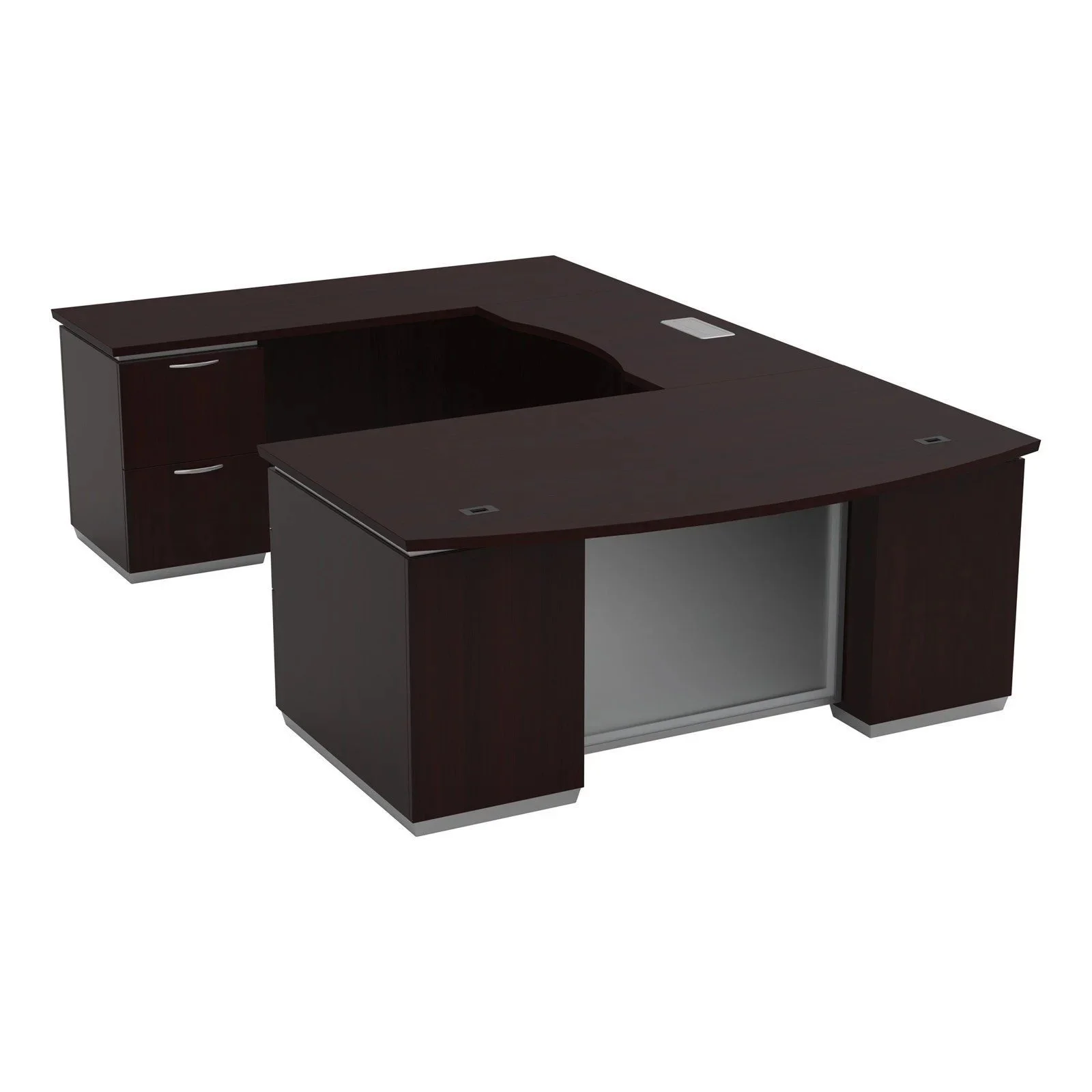 Office Star Tuxedo 72 x 114 U-Shaped Desk with Bridge - Dark Roast