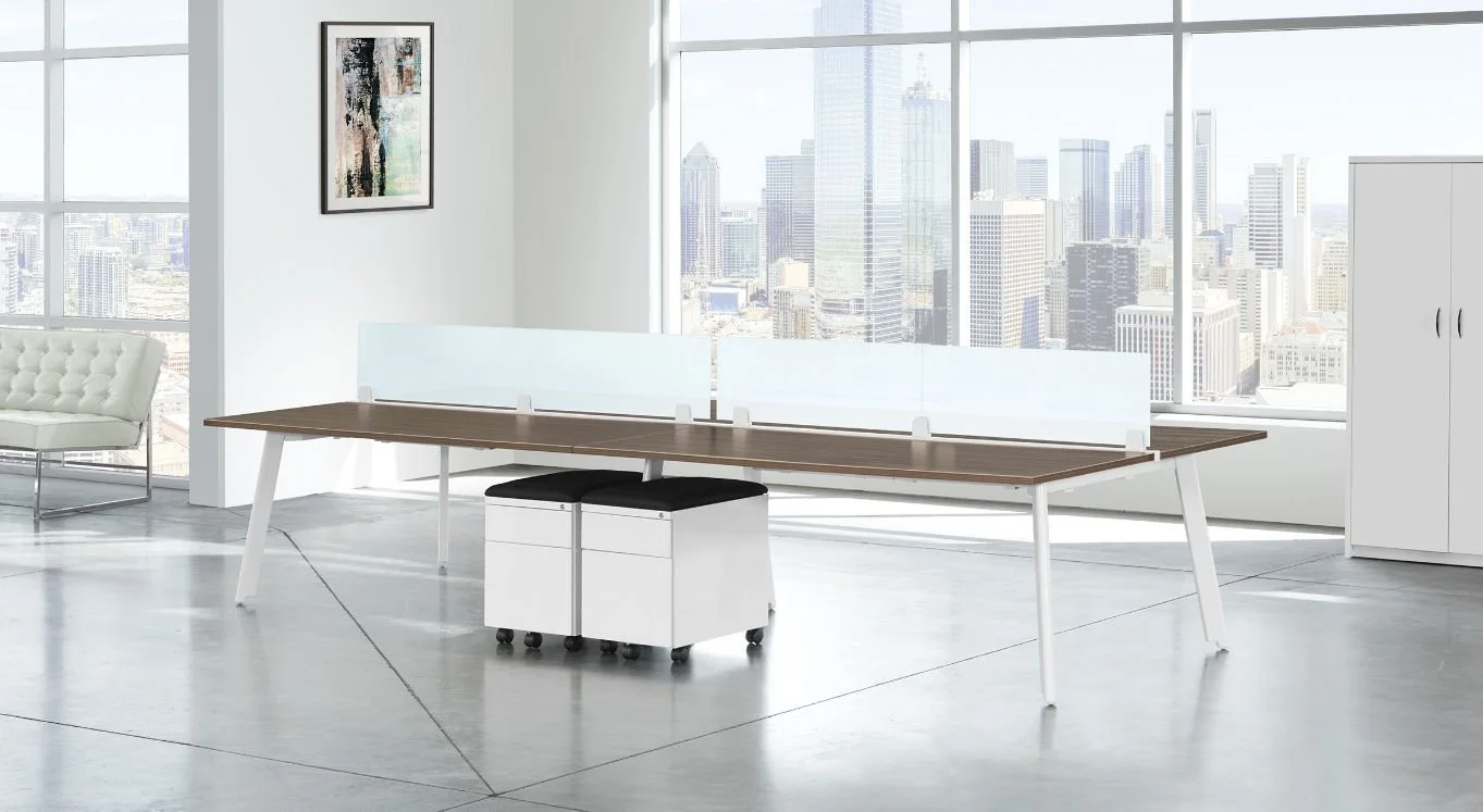 Office Star 12X5 Engage 4-Person Group, White/Urban Walnut
